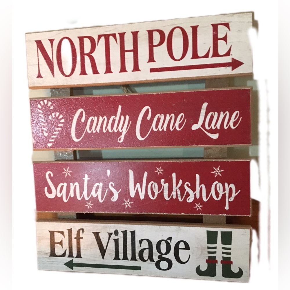 Festive Holiday Sign with Red and White Accents